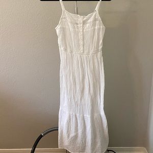 White gauze/eyelet midi dress universal thread